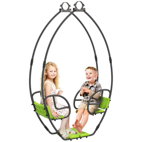 Rootzin lasten swing - Kids Metal Swing - Double Swing Set - tukee jopa 70 kg - 110,5 x 40,5 x 180 cm - vihreä