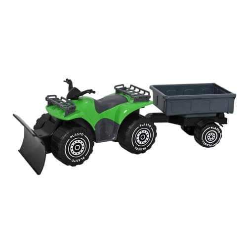PLASTO - Quadbike with trailer - green - 52 cm (1601000GRB)