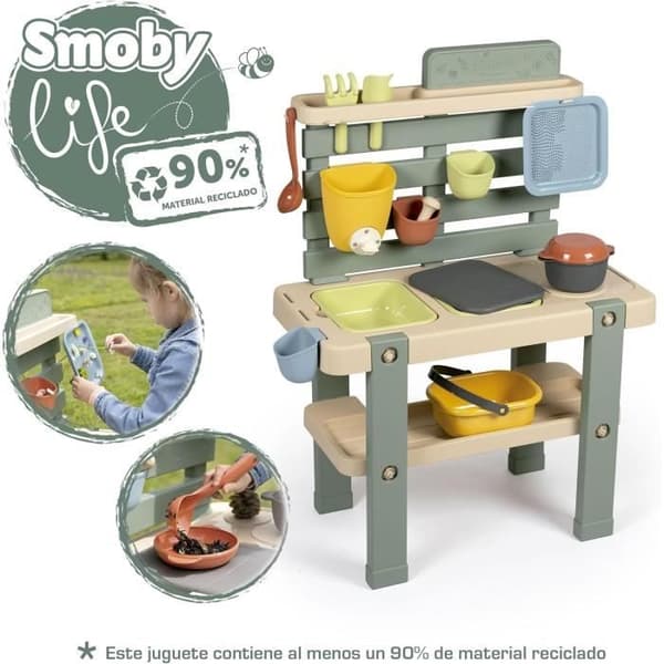 Smoby Life - Lergryta - Utomhuskök - 15 tillbehör - Anti-UV - Återvunnet material - Från 3 år