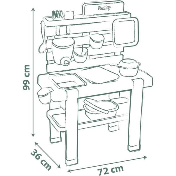 Smoby Life - Lergryta - Utomhuskök - 15 tillbehör - Anti-UV - Återvunnet material - Från 3 år