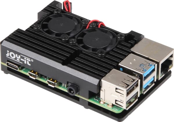Raspberry Pi alumiinikotelo tuulettimilla, Raspberry Pi 4 B, musta