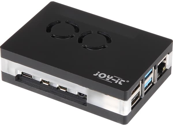 Raspberry Pi plastkasse med vifter for Raspberry Pi 4 B, svart