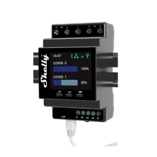 Bluetooth Controller, Wi-Fi - SHELLY - Pro Dual Cover &amp; Shutter PM - Svart - Kabelansluten - Bluetooth - Ja