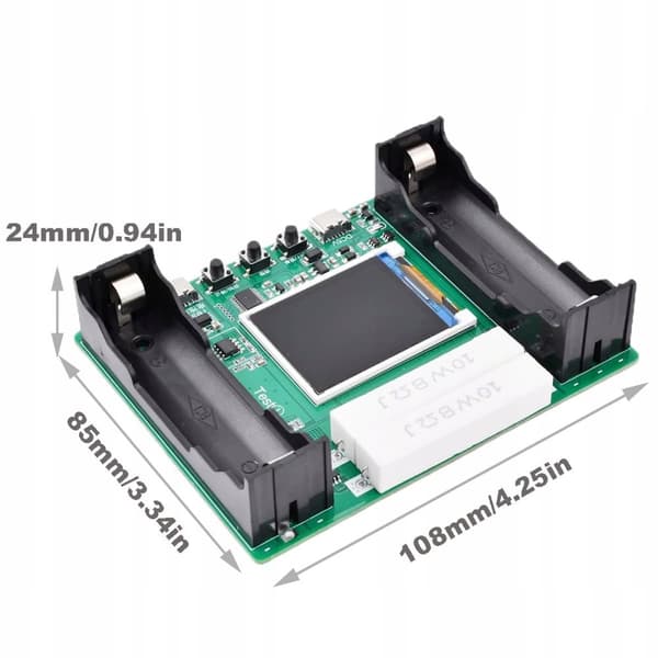 LCD-batterikapacitets- og modstandstester til 18650 USB-C-celler