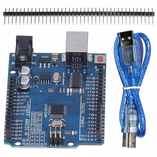 ACS A1 ATMEGA328 AVR-moduuli, yhteensopiva Arduino UNO R3:n kanssa + USB-kaapeli ja Goldpin-liuska