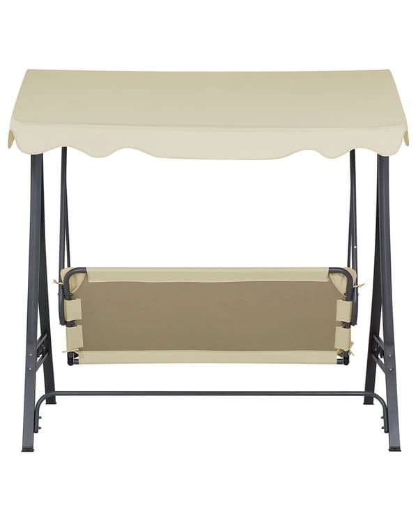 Trädgård Hängsoffa Beige Tyg Stålram 3-sits