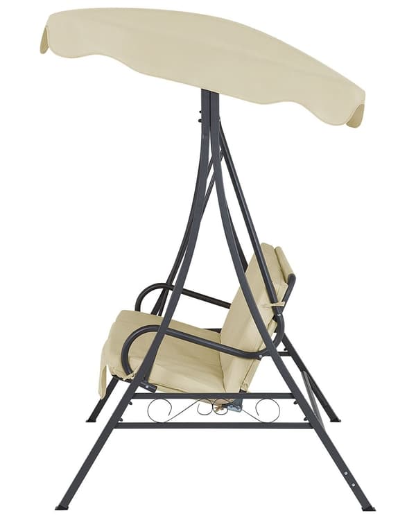 Trädgård Hängsoffa Beige Tyg Stålram 3-sits