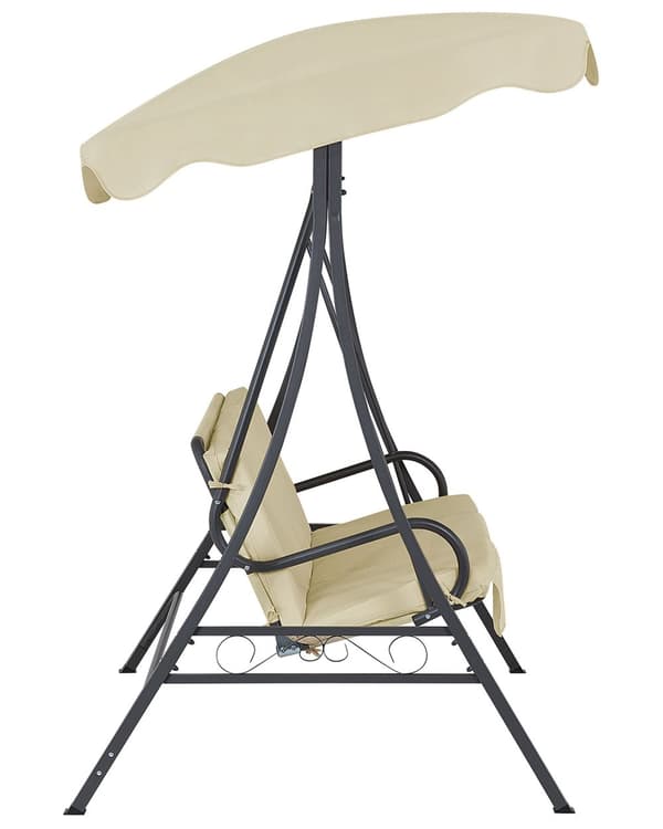 Trädgård Hängsoffa Beige Tyg Stålram 3-sits