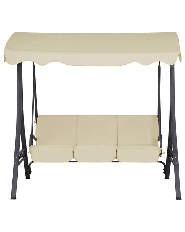 Trädgård Hängsoffa Beige Tyg Stålram 3-sits