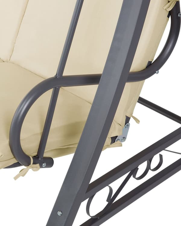 Trädgård Hängsoffa Beige Tyg Stålram 3-sits