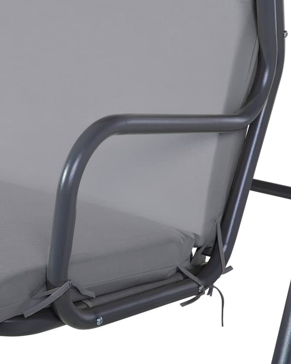 Hängsoffa Mörkgrå Tyg Stålram 3-sits