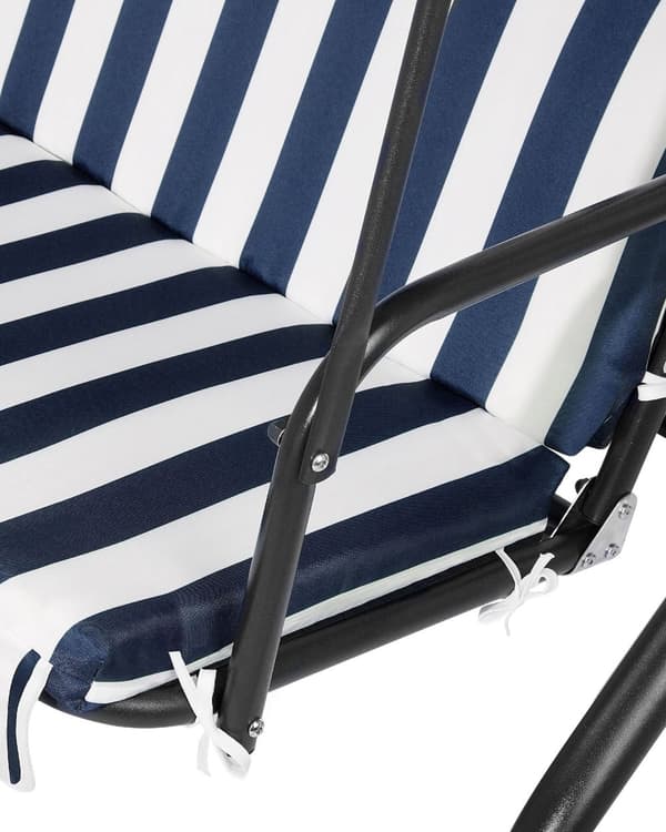 Trädgård Hängsoffa Stålram 3-sits med Baldakin Blå Vit