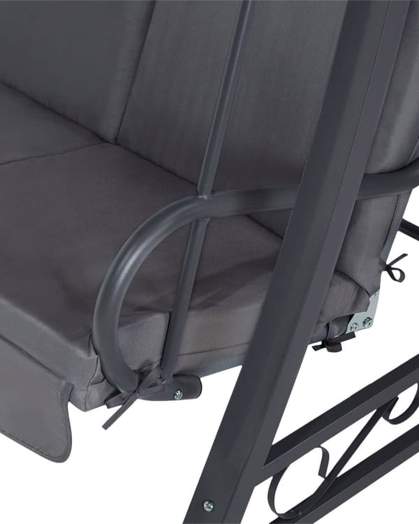 Trädgård Hängsoffa Grå Tyg Stålram 3-sits