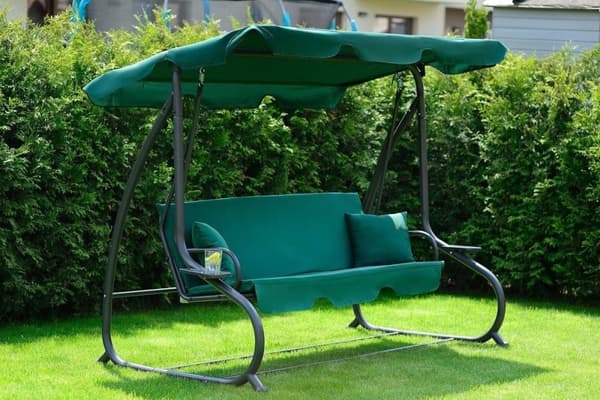 Trädgårdsgunga de luxe - 3 personer - grön - 202 cm bred