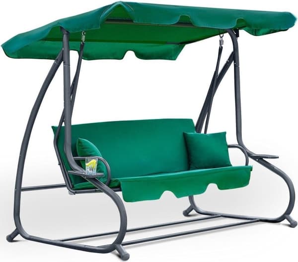 Trädgårdsgunga de luxe - 3 personer - grön - 202 cm bred