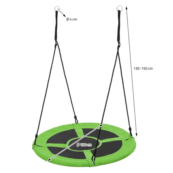 Nestgunga för barn Ø100 cm grön/svart tillverkad av polyester