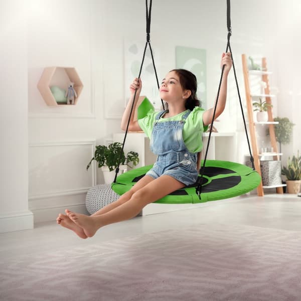 Nestgunga för barn Ø100 cm grön/svart tillverkad av polyester