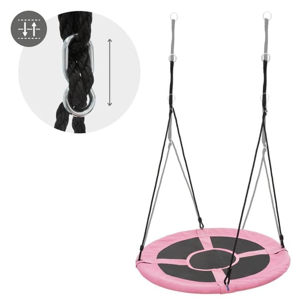 Pesä keinu lapsille Ø100 cm vaaleanpunainen/musta polyesteriä