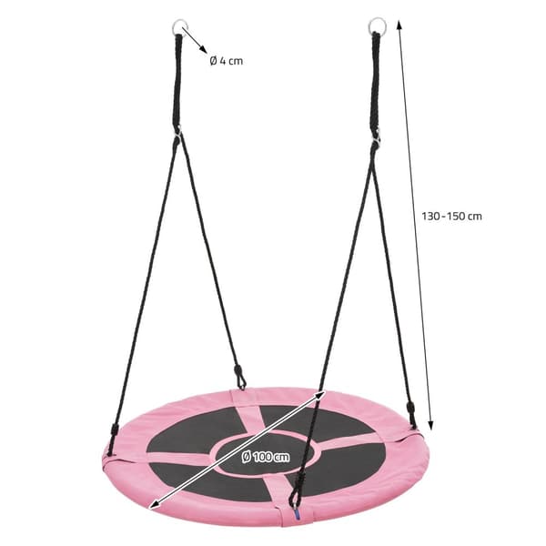 Pesä keinu lapsille Ø100 cm vaaleanpunainen/musta polyesteriä
