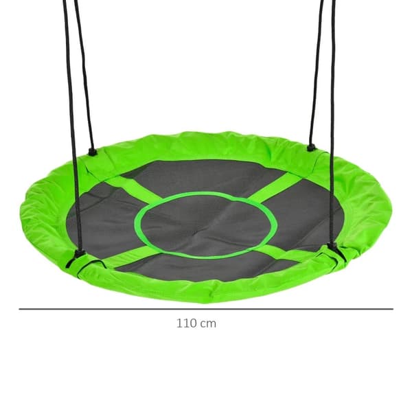 Rootz børnegynge - Redegynge - Vejrbestandig - Op til 100 kg - Længdejusterbare reb - Grøn - Ø110cm x 170cm