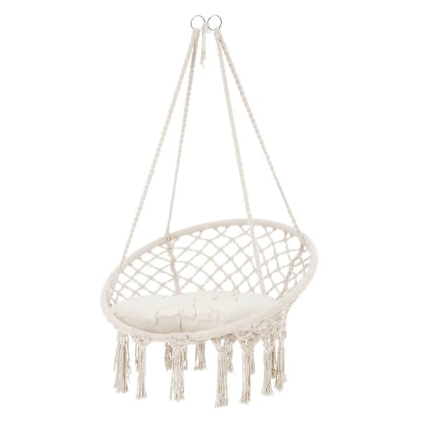 Hængestol med beige bomuldsstel op til 120 kg ML-design