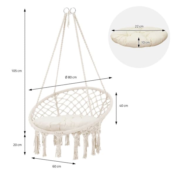Hängstol med beige bomullsram upp till 120 kg ML design