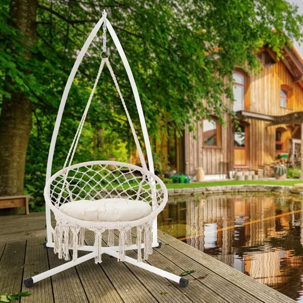 Hängstol med beige bomullsram upp till 120 kg ML design