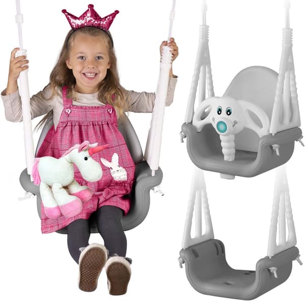 Ricokids 3i1 elefantspandgynge, grå og hvid