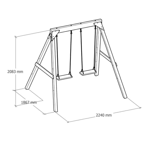 AXI Yuna Brown Double Wooden Swing - FSC-puu - Vapaasti seisova keinu, jossa 2 puista keinutuolia - Lasten keinu - 10 vuoden takuu