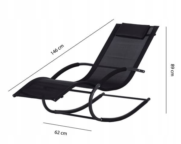 Zero Gravity Swing Loungestol - Hållbar, Väderbeständig, Svart