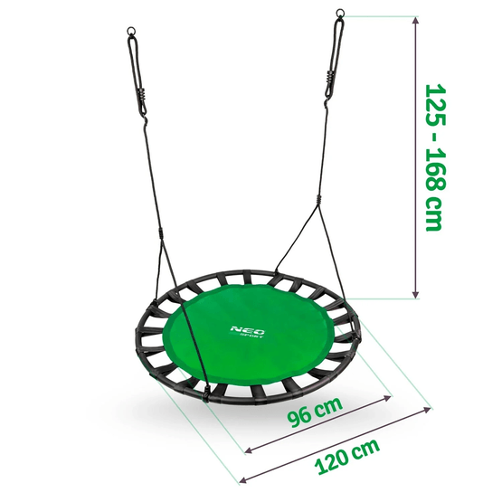 Fågelbogunga 120 Cm Grön - Upp Till 150 Kg - Med Polyesterlinor