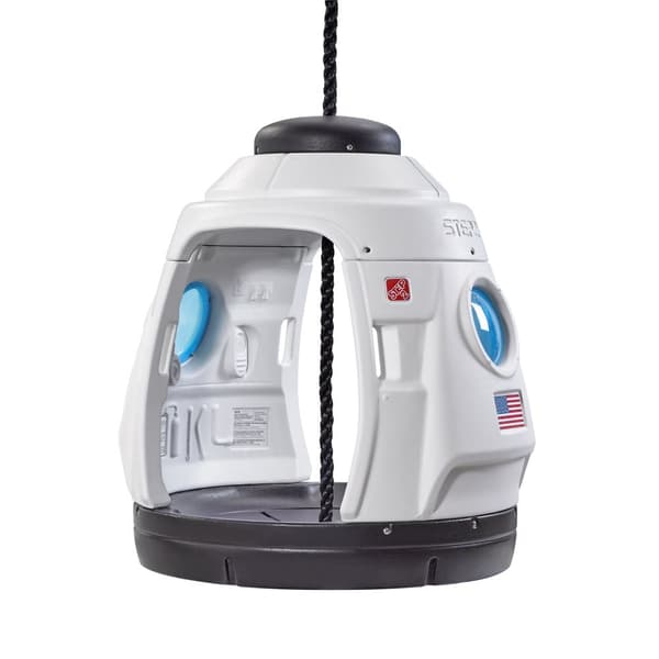 Step2 Space Capsule Swing 2-i-1-design, gynge eller stationært legehus | Space Capsule dobbeltgynge sort/hvid, indendørs eller udendørs til 2 børn |