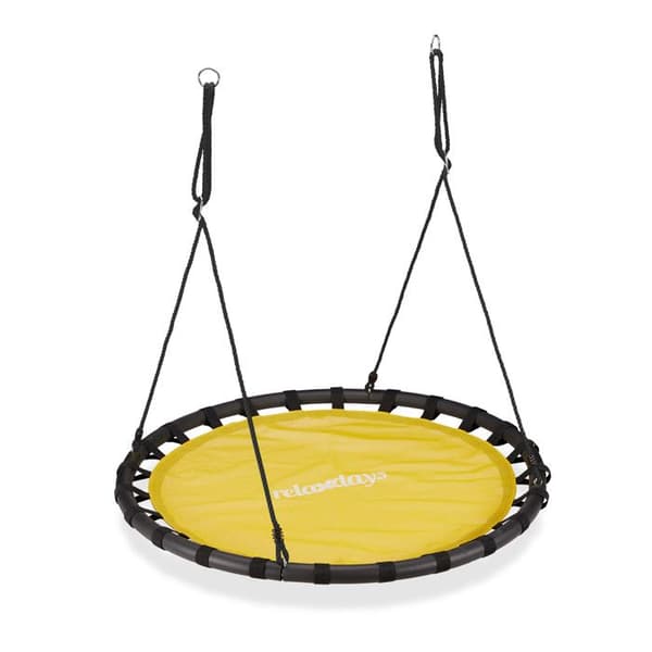 Relaxdays Rund fågelnäste hängmatta 120 cm för barn och vuxna trädgård utomhus 100 kg