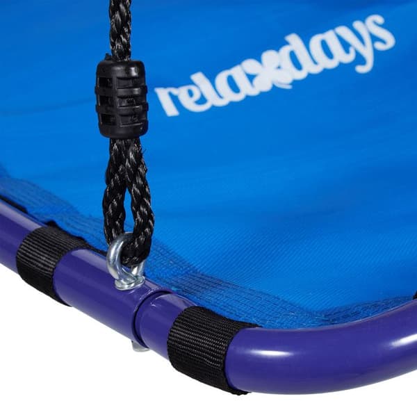 Relaxdays fyrbenshängmatta för trädgården att hänga HxlxB: 153 x 74 x 98 cm, maxvikt 100 kg, blå svart