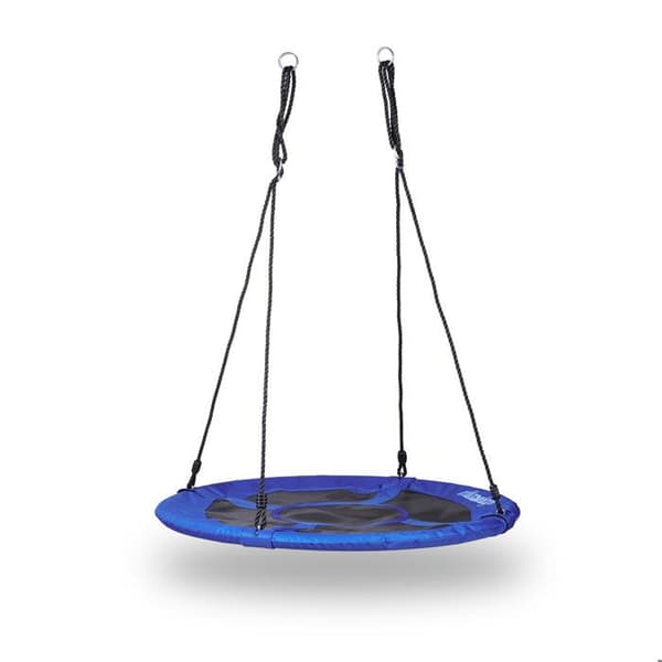Relaxdays rund fågelbo-swing för trädgården med sittplats max. 100 kg utomhus HxlxB: 145 x 100 x 100 cm, mörkblå