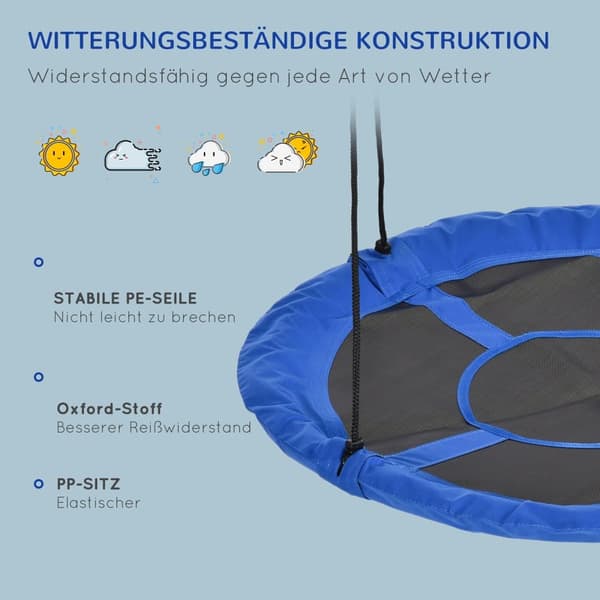 Udendørs Rede Gynge, Ø110cm, Ø110 cm, Blå