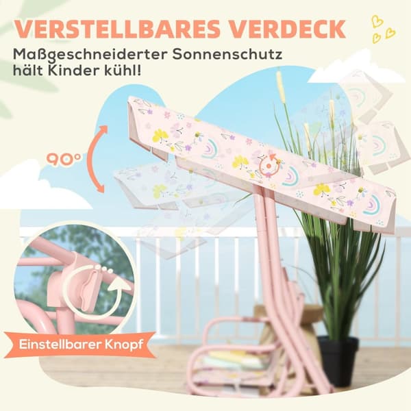 Rootz Hollywood Swing for Children - Barn Swing Seat - 2 -sits utomhussväng - Stålram - 112 cm x 75 cm x 120 cm