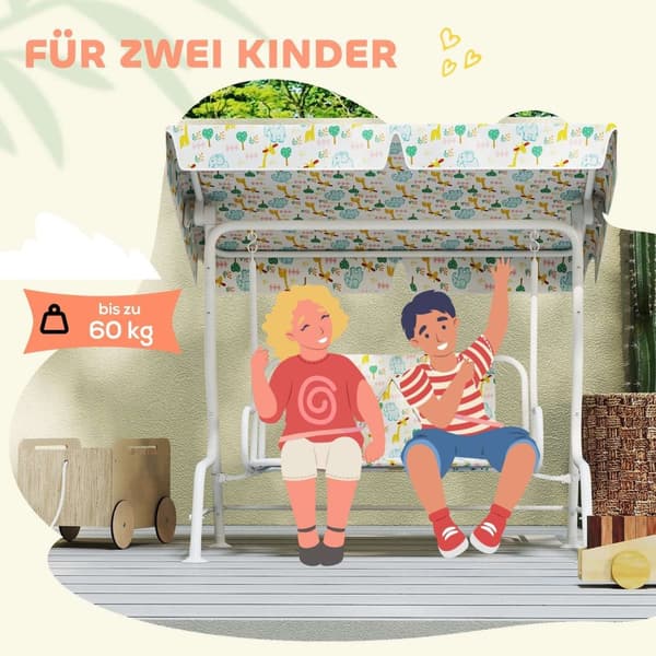 Rootz Hollywood Swing for Children - Kids Swing Set - 2 -Seater Playground Swing - Sun Protection - 112 cm x 75 cm x 120 cm