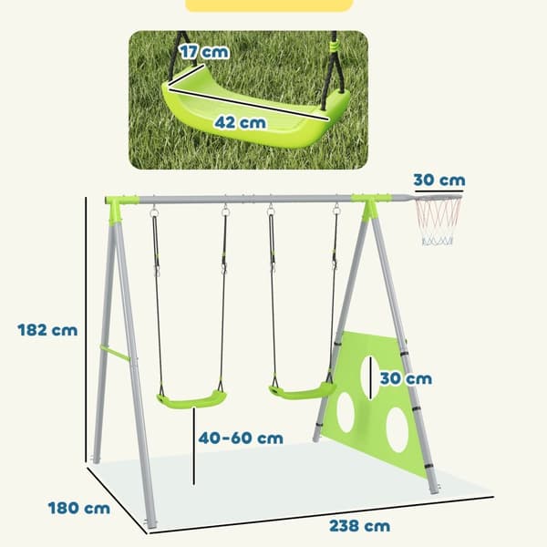 Rootz Children's Swing Set - Rockstolar - Lekplatsutrustning - väderbeständig - 238 cm x 180 cm x 182 cm