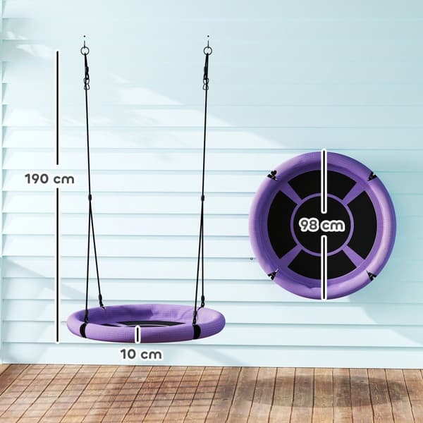 Rootz Nestscarkel Round Garden Swing - Children's Swing - Basket Swing - 150 kg kapacitet - Ø98 x 190h cm