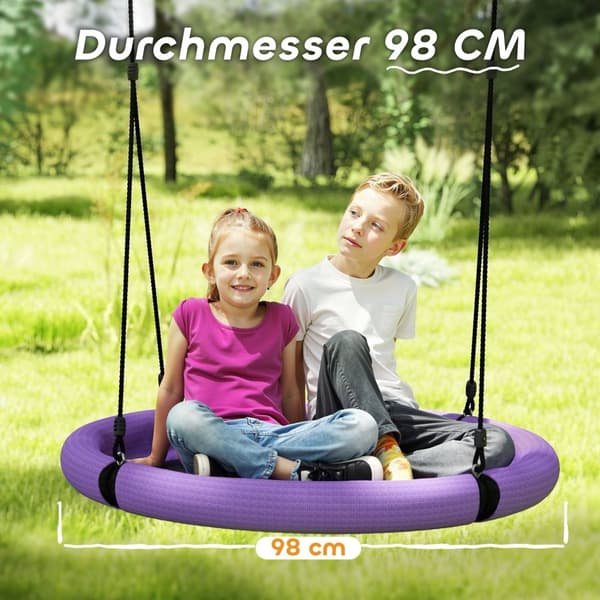 Rootz Nestscarkel Round Garden Swing - Children's Swing - Basket Swing - 150 kg kapacitet - Ø98 x 190h cm