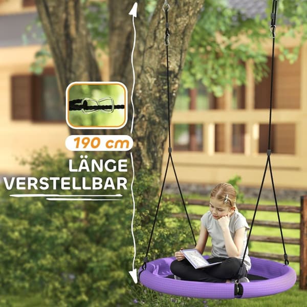 Rootz Nestscarkel Round Garden Swing - Children's Swing - Basket Swing - 150 kg kapacitet - Ø98 x 190h cm