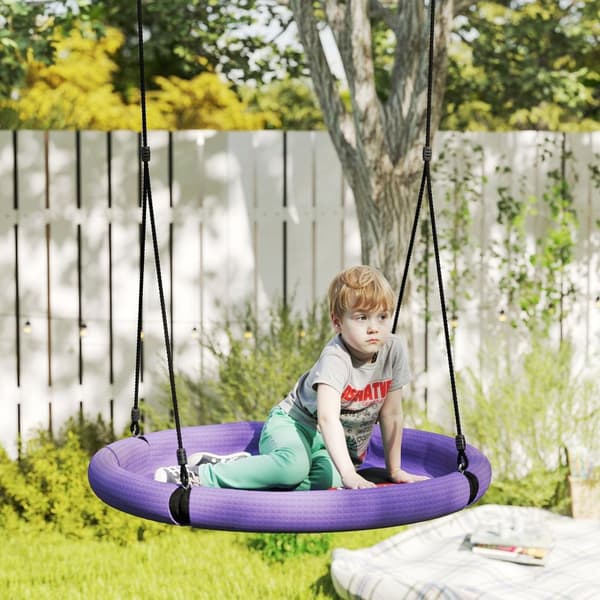 Rootz Nestscarkel Round Garden Swing - Children's Swing - Basket Swing - 150 kg kapacitet - Ø98 x 190h cm