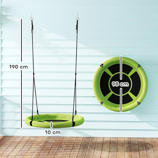Rootz Round Garden Swing - Nest Swing - Basket Seat - 150 kg fjädrande - Ø98 x 190h cm