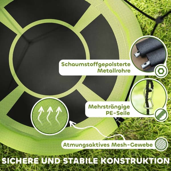Rootz Round Garden Swing - Nest Swing - Basket Seat - 150 kg fjädrande - Ø98 x 190h cm