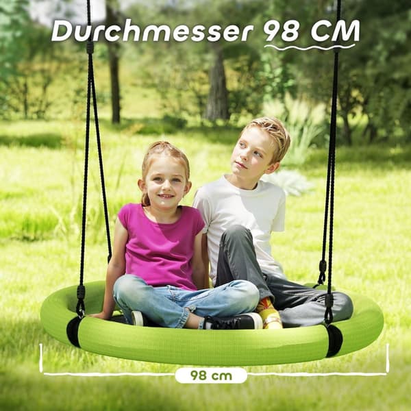 Rootz Round Garden Swing - Nest Swing - Basket Seat - 150 kg fjädrande - Ø98 x 190h cm