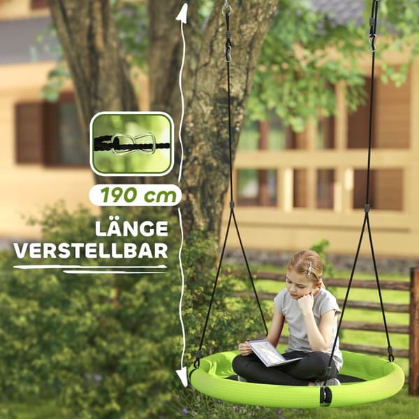 Rootz Round Garden Swing - Nest Swing - Basket Seat - 150 kg fjädrande - Ø98 x 190h cm