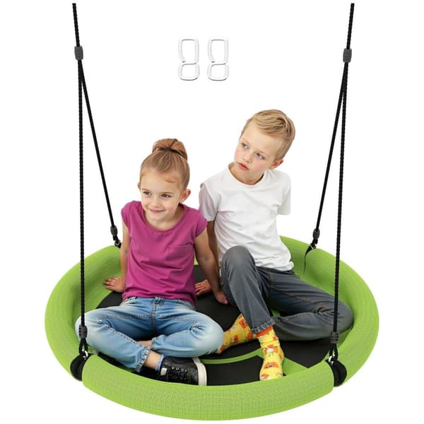Rootz Round Garden Swing - Nest Swing - Basket Seat - 150 kg fjädrande - Ø98 x 190h cm