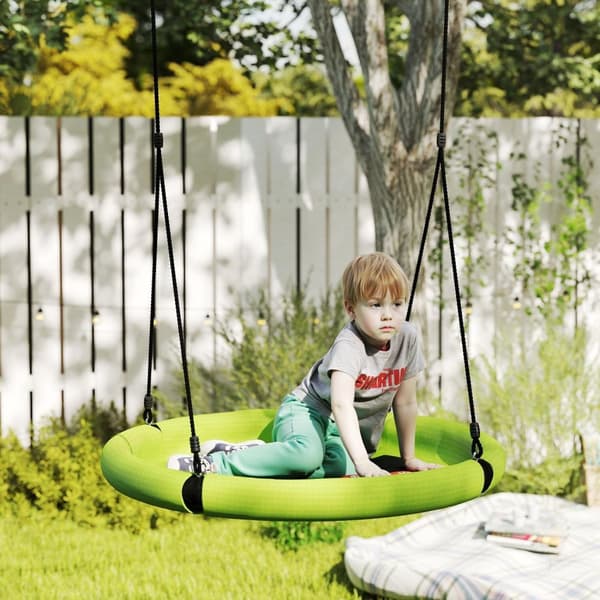 Rootz Round Garden Swing - Nest Swing - Basket Seat - 150 kg fjädrande - Ø98 x 190h cm