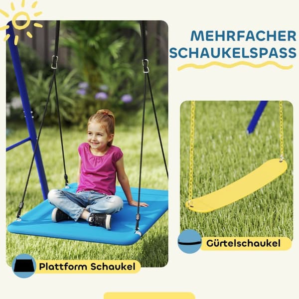 Rootz Swicken 3 -Child Swing Set - Outdoor Playset - Garden Swings - Holdbar stålramme - 365 cm x 180 cm x 184 cm